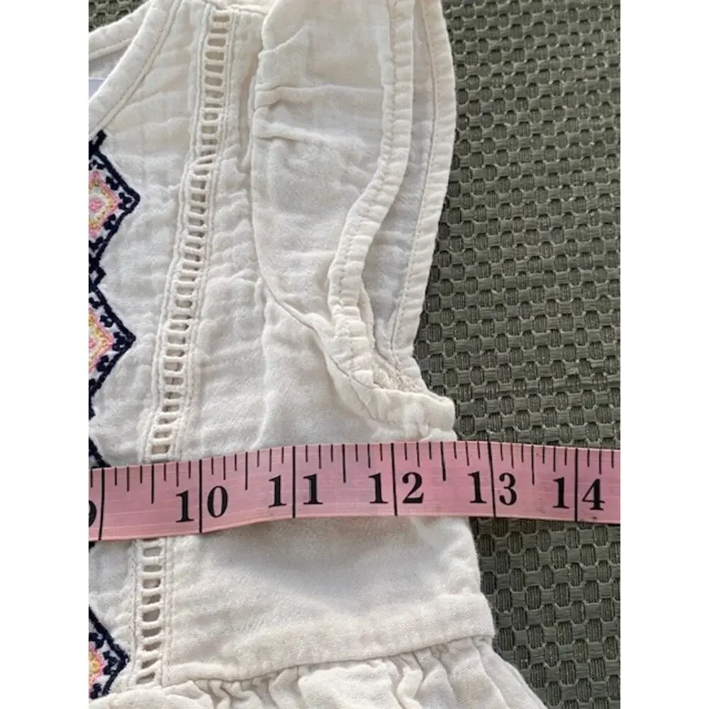 Old Navy Girls S 6-7 White Cotton Embroidered Sundress Flutter Sleeve Boho